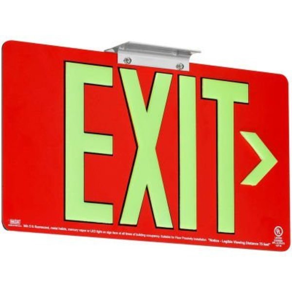 Hubbell Lighting Dual-Lite Exit Sign, Red Aluminum Face & Back w/ Photoluminescent Letters, Double Face DPLPM50DR